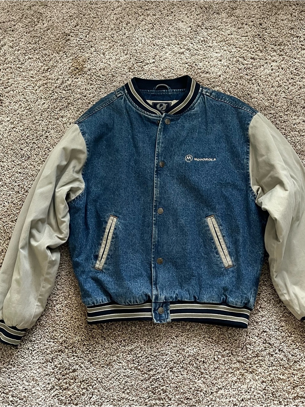 Gear For Sports Denim Bomber Jacket with Cream Sleeves